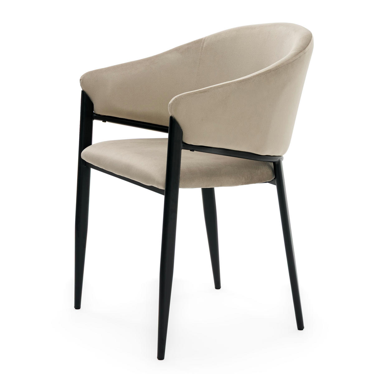 STUHL BUENO gespolsterter - dunkelbeige - Glamour Velour Samt - Beige/Schwarz, Textil/Metall (57/81/59cm) - NEW HOME