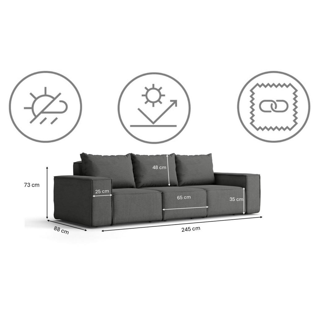 Thumbnail - Kaiser Möbel Gartensofa, Grau, Holz, 245x73x88 cm, Loungemöbel, Gartensofas