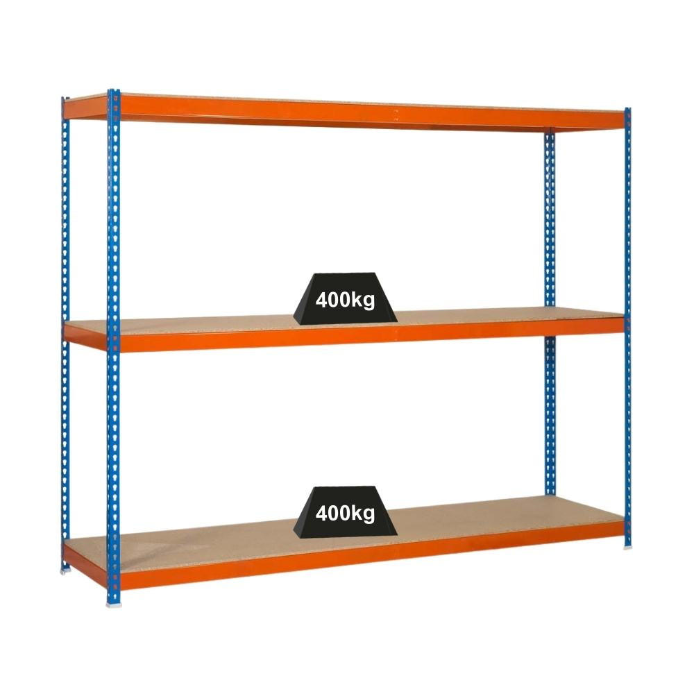 SCHWERLASTREGAL MID WOOD YETI THREE | HxBxT 150x150x45cm | Fachlast 400kg | Blau-Orange - Gelb, Metall (150/150/45cm) - PROREGAL