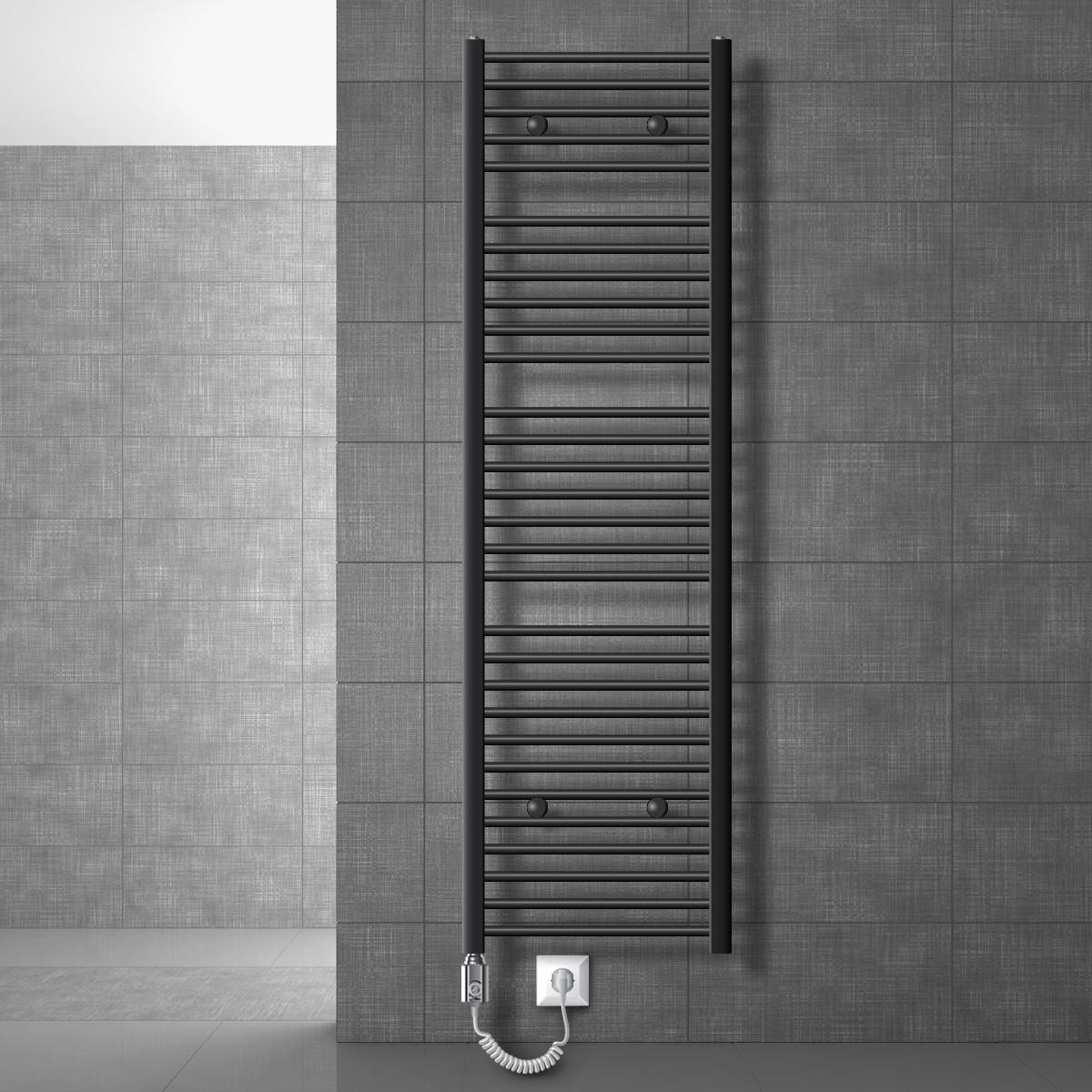 BADHEIZKÖRPER elektrisch Sahara 500x1800 mm Anthrazit gerade mit Heizstab 900W - Anthrazit, Metall (3/180/50cm) - LuxeBath