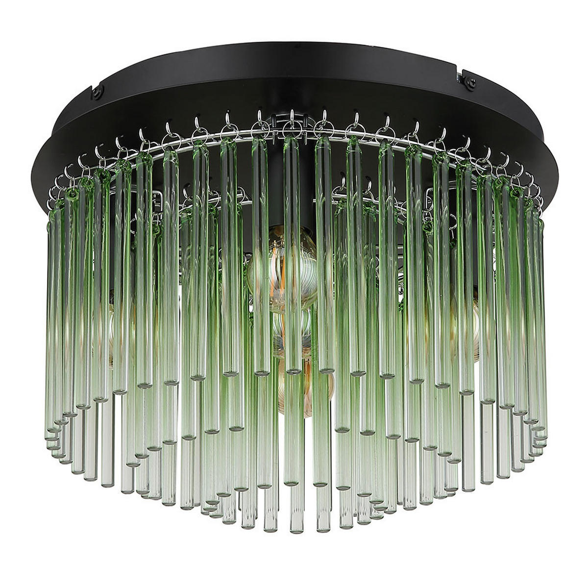 DECKENLEUCHTE GORLEY Glasstäbe Grün Schwarz - Grün, Metall (32/32/23cm) - Globo Lighting