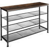 SCHUHREGAL Portsmouth,100 x 30,5 x 72,5 cm,Industrial Holz dunkel, rustikal - Rostfarben, Metall (30.5/72.5/100cm) - tectake