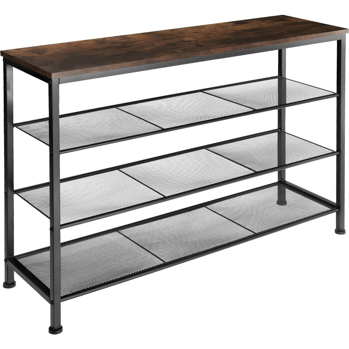 SCHUHREGAL Portsmouth,100 x 30,5 x 72,5 cm,Industrial Holz dunkel, rustikal - Rostfarben, Metall (30.5/72.5/100cm) - tectake