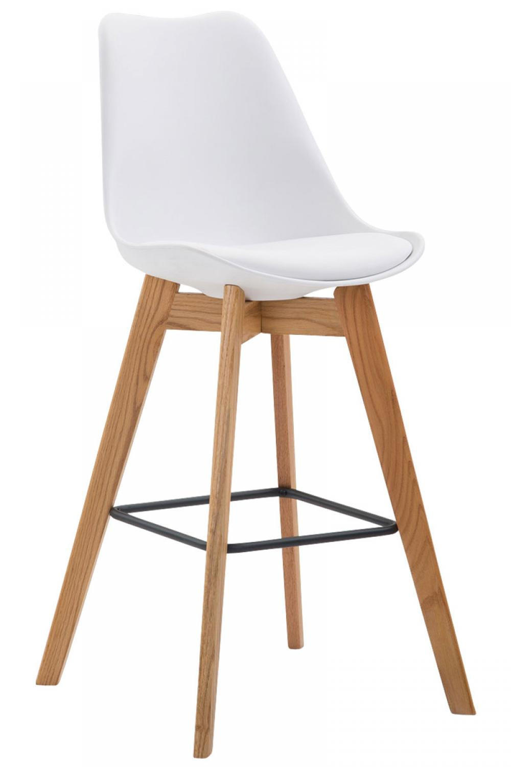 BARHOCKER Kunststoff weiß - Eukalyptusholzfarben/Weiß, Holz/Kunststoff (48/112/56cm) - CLP