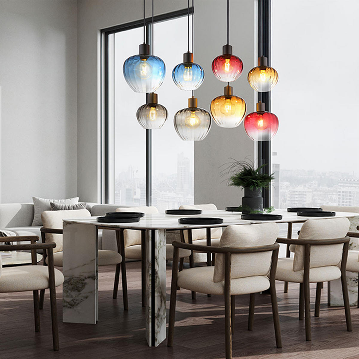 HÄNGELEUCHTE Metall Glas Schwarz Mehrfarbig - Schwarz, Glas (110/42/120cm) - Nowa