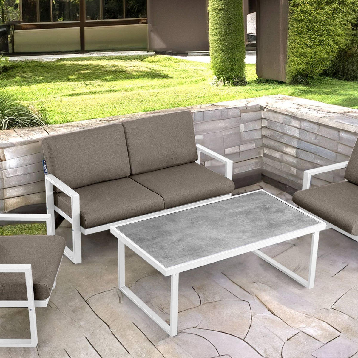 GARTENTISCH FRENA ,Weiß - Weiß, Keramik/Metall (65/118/45cm) - KONSIMO®