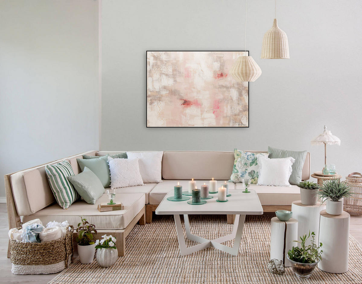 ACRYLBILD HANDGEMALT 100/75 cm - Pink, Holz/Textil (100/75cm) - KUNSTLOFT