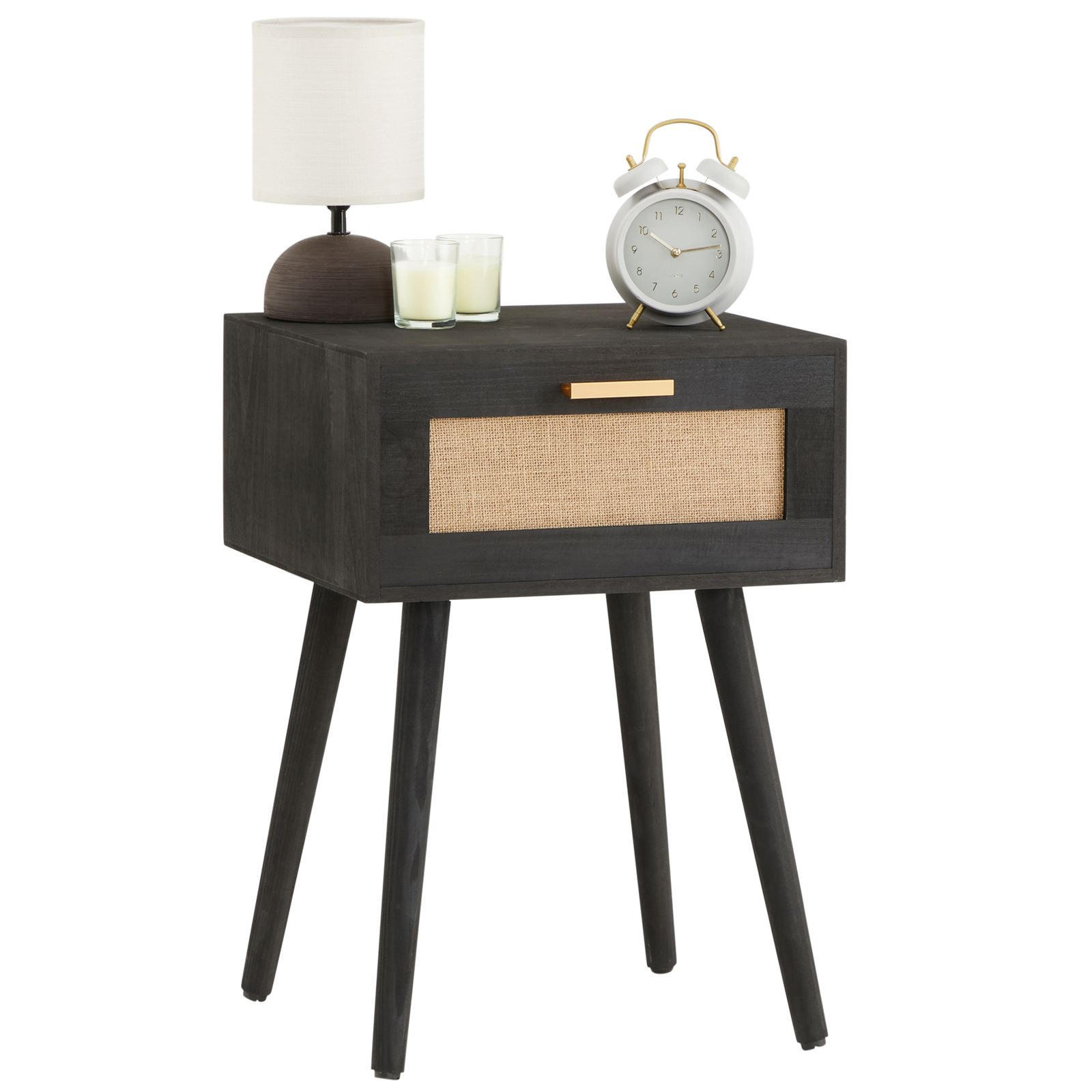 CARO-Möbel Nachttisch Schwarz 40x57x36 cm