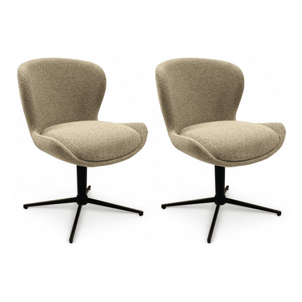 STUHL-SET 2 Stück in Webstoff Beige - Beige/Schwarz, Textil/Metall (57/83/63cm) - Furnhouse