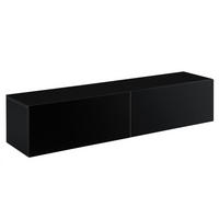 HÄNGELOWBOARD Evaton - Schwarz Hochglanz, Holzwerkstoff (140/30/33cm) - [en.casa]