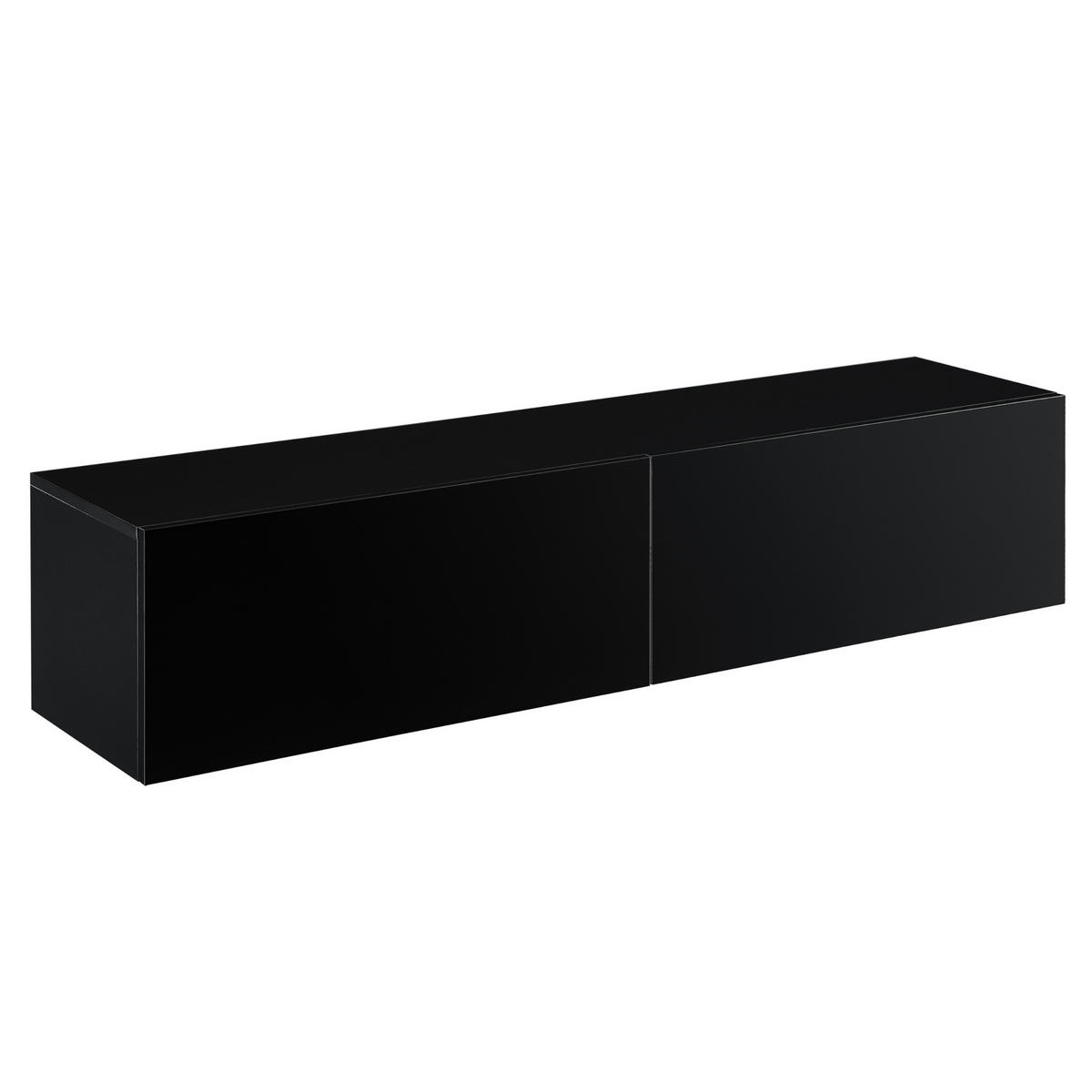HÄNGELOWBOARD Evaton - Schwarz Hochglanz, Holzwerkstoff (140/30/33cm) - [en.casa]