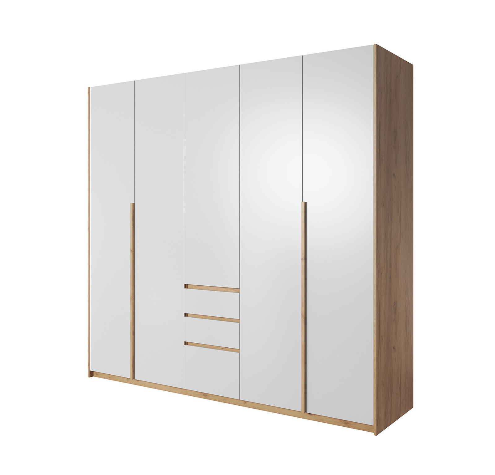 KLEIDERSCHRANK Xelo weiß / Wildeiche Gold 225 / 60 / 213,5cm - Weiß/Braun, Holz/Holzwerkstoff (225/213/60cm) - Feldmann-Wohnen
