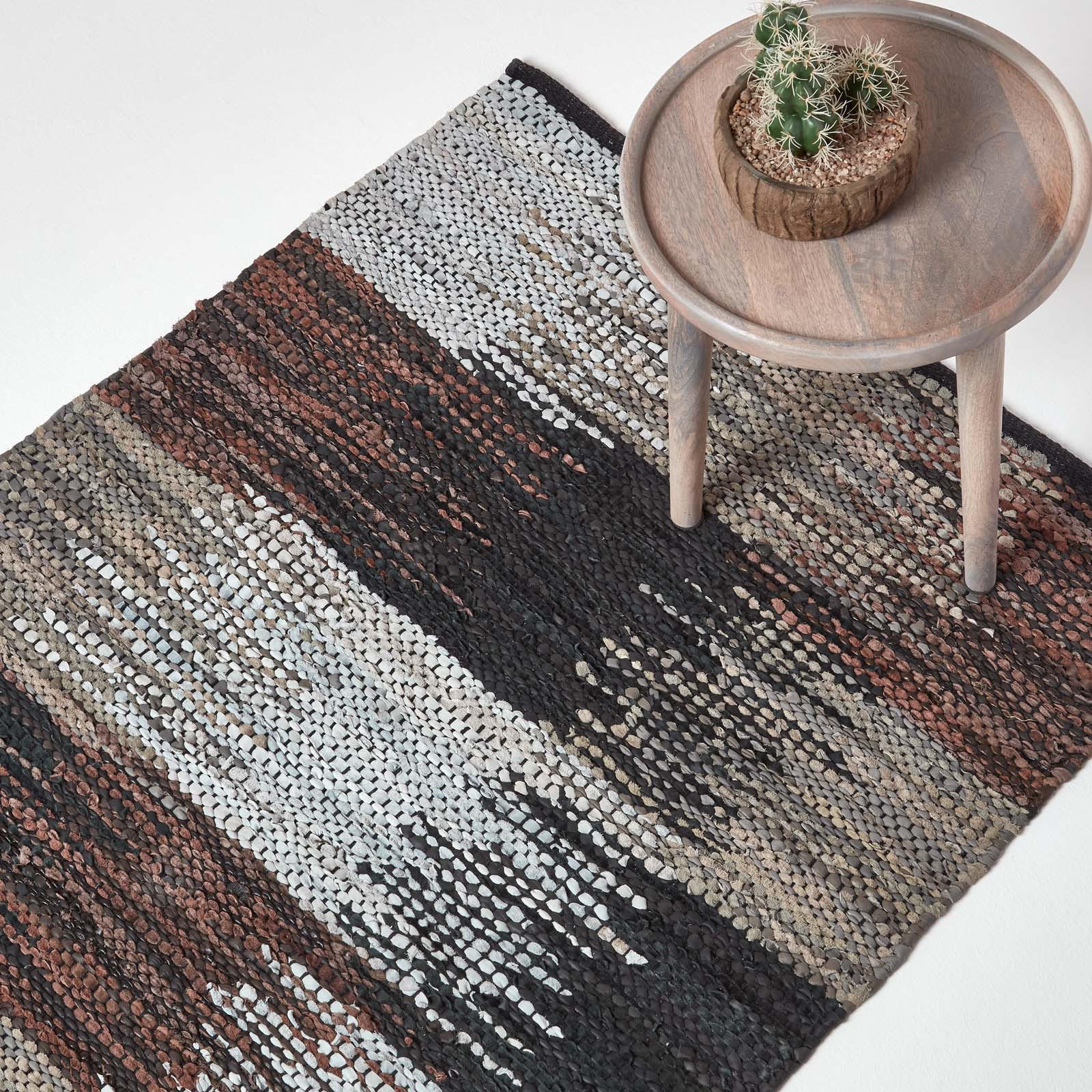 LEDERTEPPICH gewebt mit abstraktem Muster 150/240 cm - Multicolor, Leder (150/240cm) - Homescapes