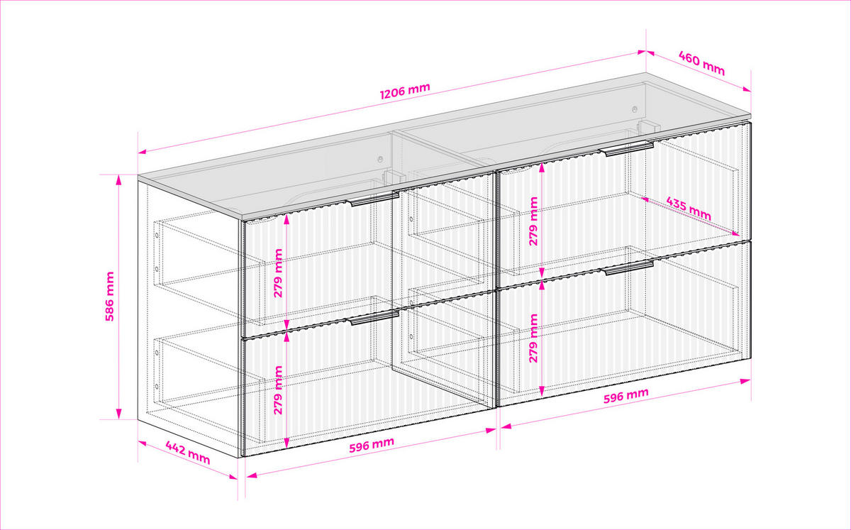 BADEZIMMERSCHRANK, Kaschmir, Schwarze Griffe, 120 x 77 x 46 cm - Kaschmir/Schwarz, Holzwerkstoff (120/77/46cm) - 3XE LIVING