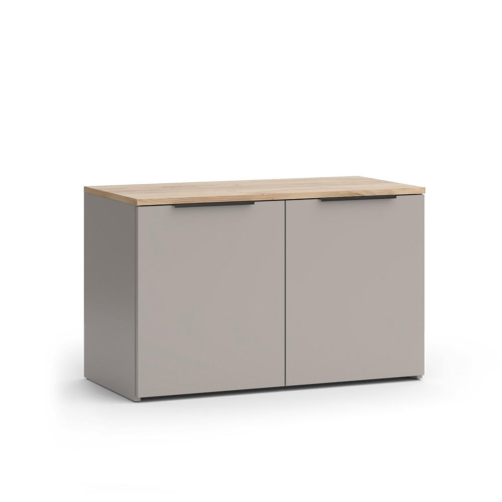 KOMMODE Wido Greige 80 x 50 cm mit 2 Türen - Greige/Sonoma Eiche, Holzwerkstoff (80/50/40cm) - Vicco