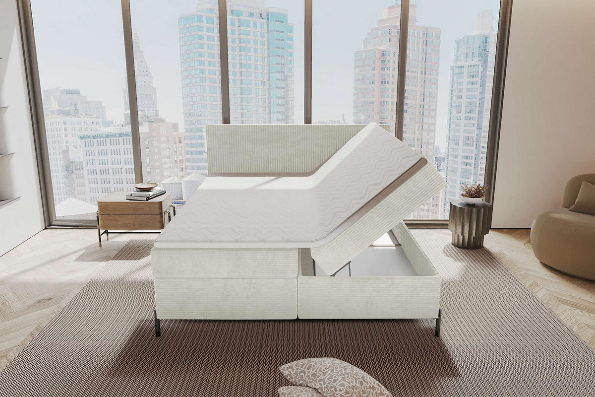 BOXSPRINGBETT VERO Cordstoff Greige 140/200 cm - Greige/Schwarz, Holzwerkstoff/Textil (140/200cm) - 99rooms