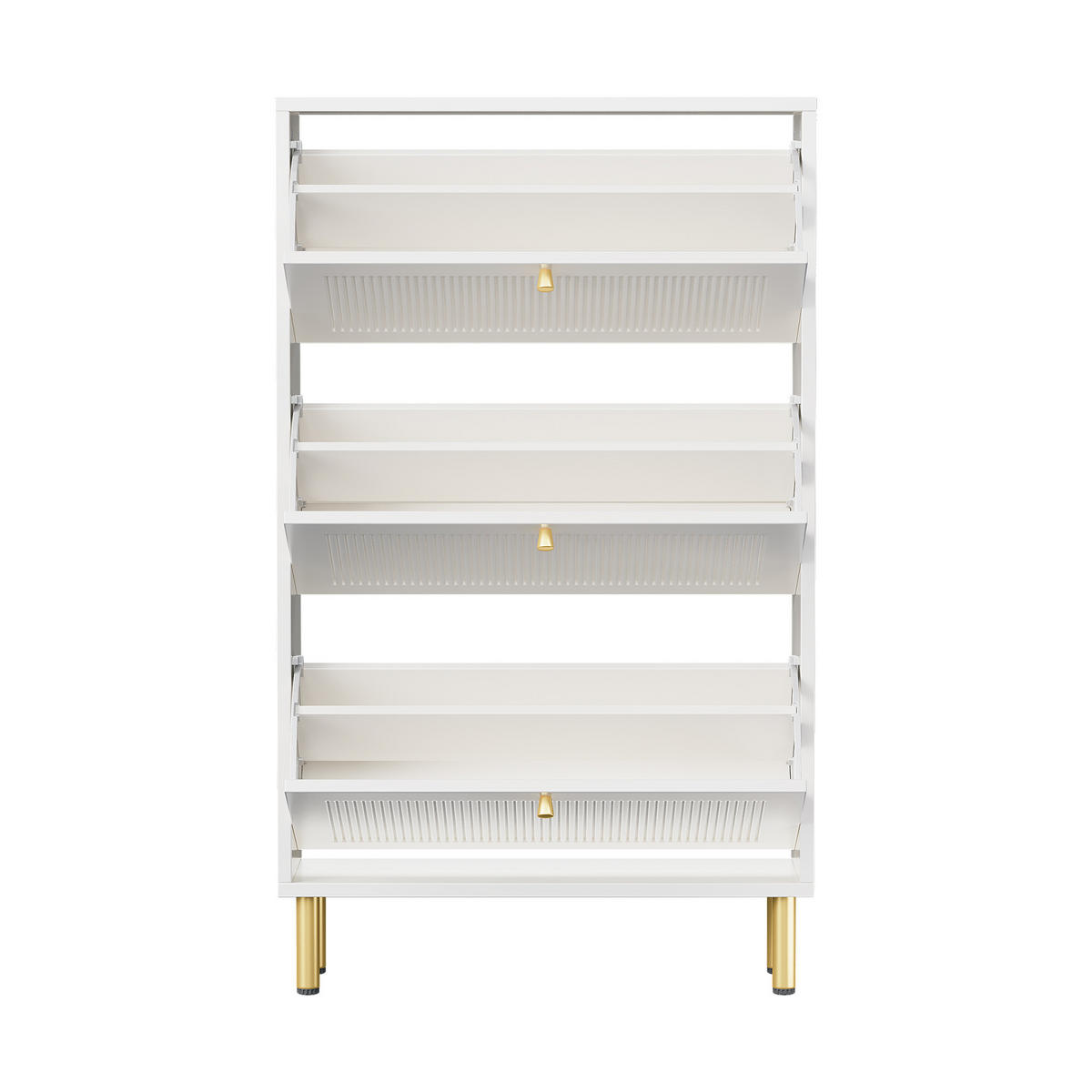 SCHUHSCHRANK aus MDF & Spanplatte 73x23x125cm in Weiß mit 3 Klapptüren - Weiß, Holzwerkstoff (73/125/23cm) - Modfu