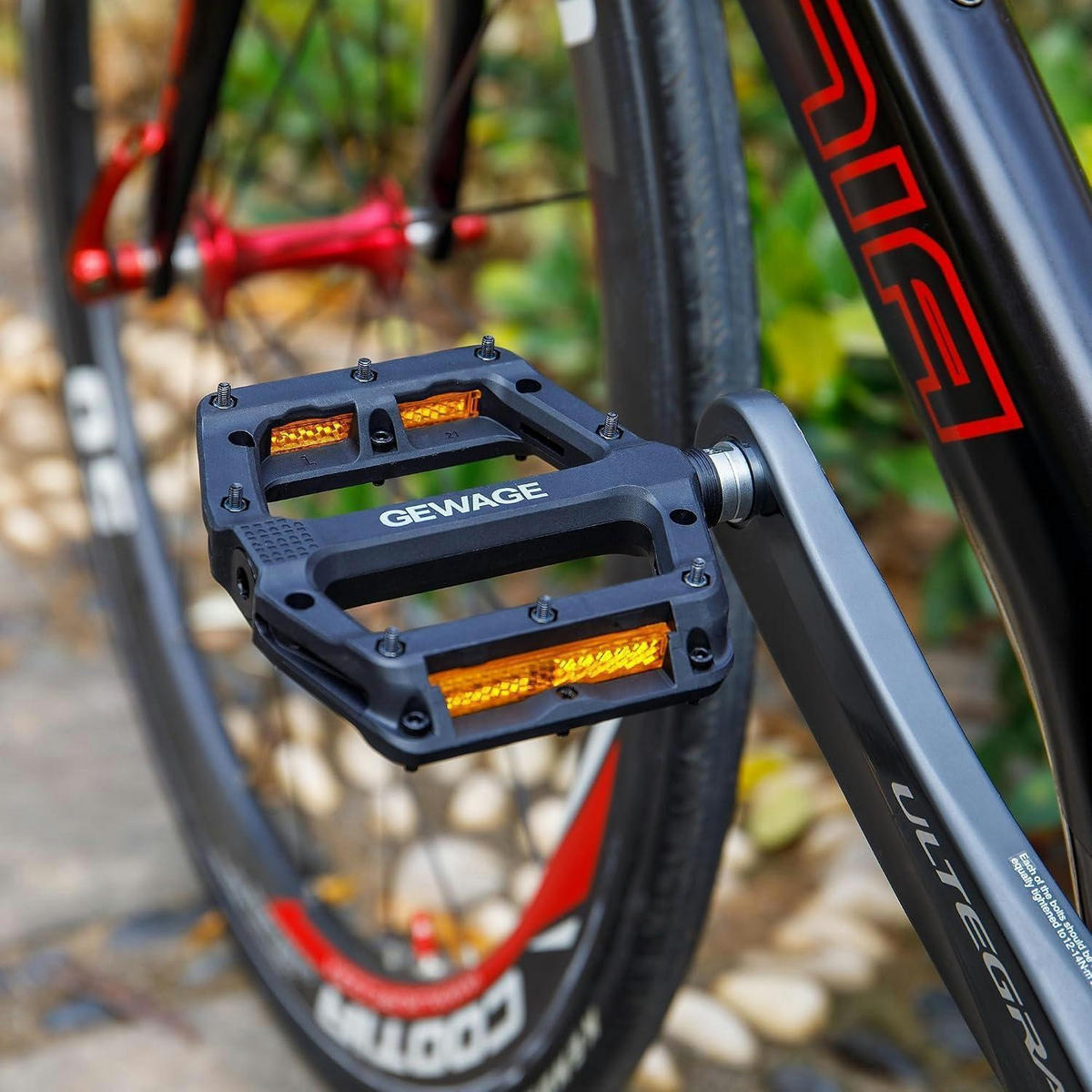 FAHRRADPEDALE Nylonfaser mit Reflektoren und rutschfestem Design - Schwarz, Kunststoff (11.3/2.6/13cm)