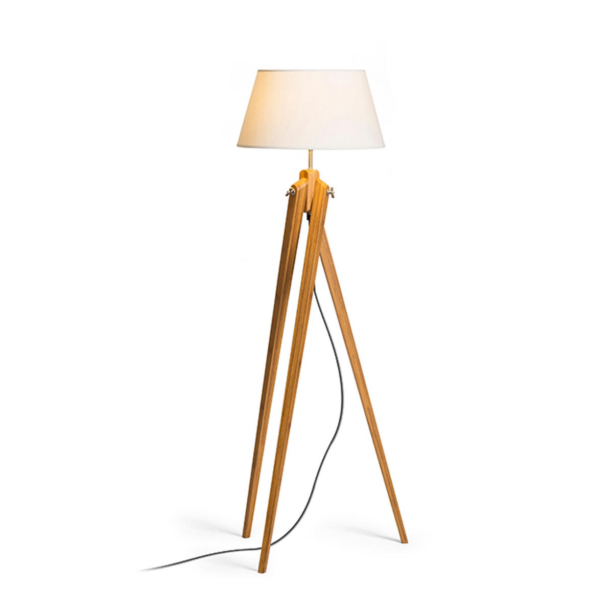 STEHLEUCHTE AMBITUS 46 Cremeweiß Bambus 15 W - Weiß, Naturmaterialien (70/70/150cm) - Rendl