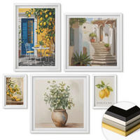WANDBILDER 5er-Set - 50x50 cm & 20x30 cm & 40x60 cm Weißer Rahmen - Anker, Boot, Ruder, Strand - Weiß, Kunststoff (40/60cm) - ArtPrintCave