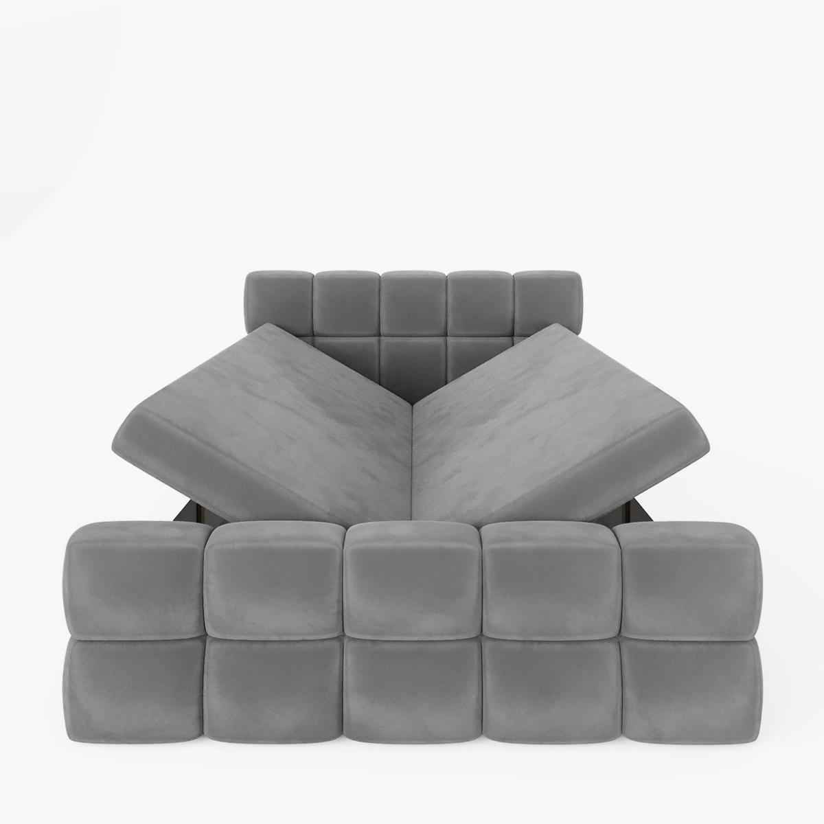 BOXBETT Vanessa 160/200 cm, in Dunkelgrau, Velours-Stoff, Bettkasten, Matratze, Topper - Dunkelgrau, Textil (160/200cm) - Barchello