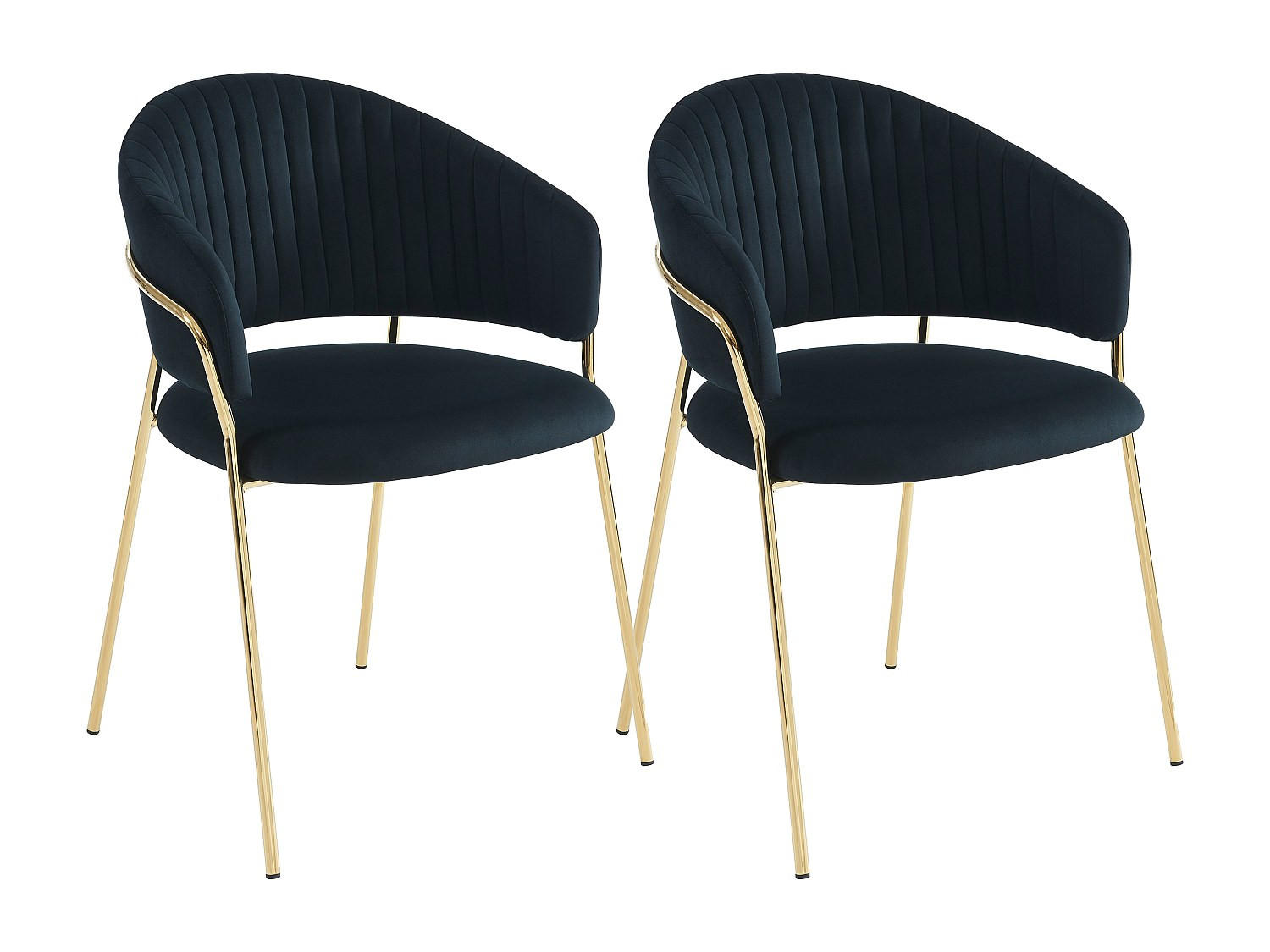 STUHL 2er-Set - Samt & goldfarbenes Metall - Schwarz - MADOLIA - Schwarz, Textil (55/81/55cm) - Pascal Morabito