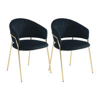 STUHL 2er-Set - Samt & goldfarbenes Metall - Schwarz - MADOLIA - Schwarz, Textil (55/81/55cm) - Pascal Morabito