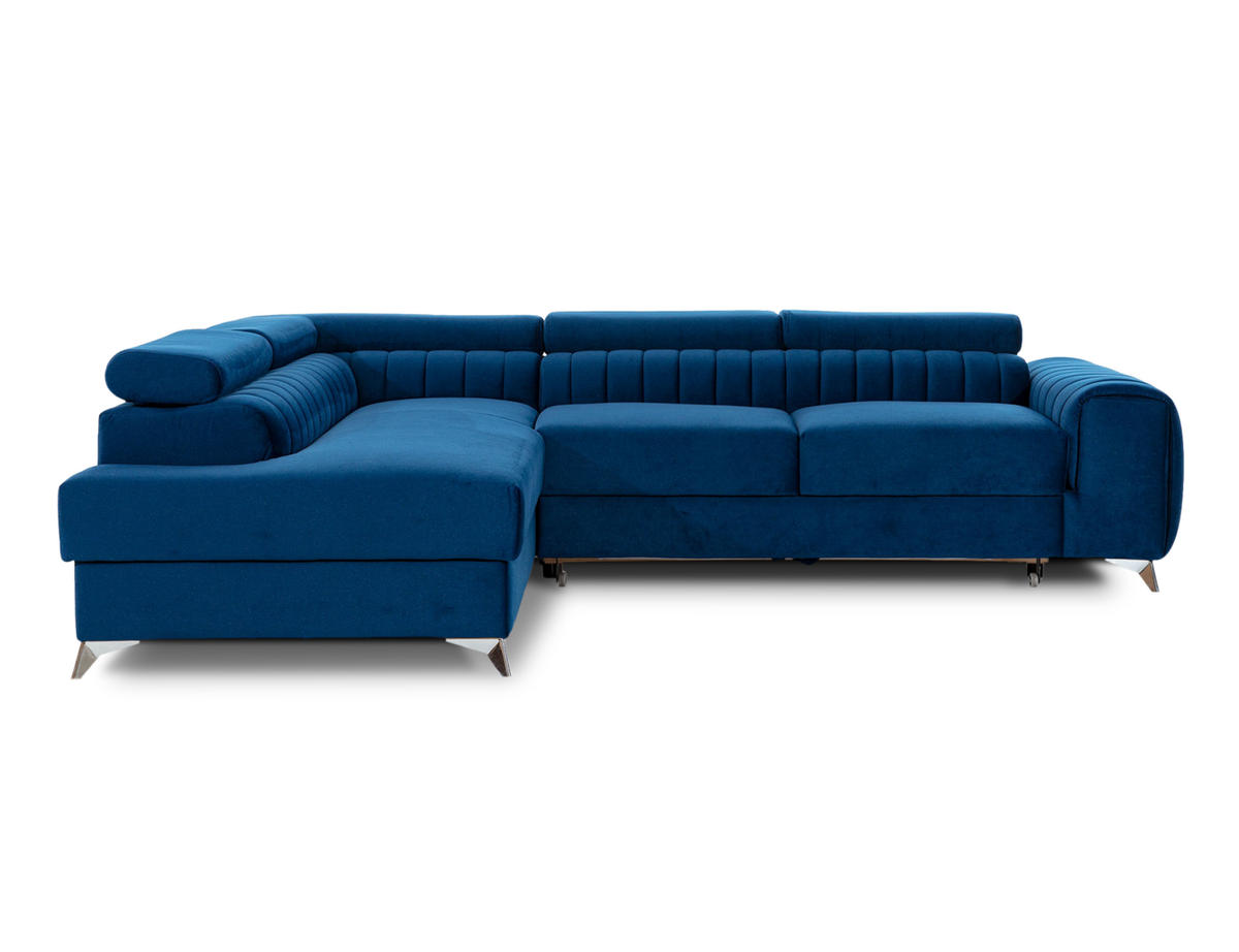 ECKSOFA Laurence mit Schlaffunktion & Bettkasten – 278 x 205 cm, verstellbare Kopfstützen - Blau, Kunststoff (278/205cm) - Wohnideebilder