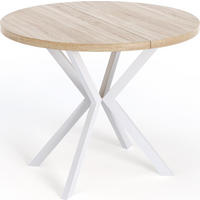 ESSTISCH Della runder ausziehbarer, Sonoma Eiche 100-180/100/76 cm - Weiß/Sonoma Eiche, Holzwerkstoff/Metall (100/100/76cm) - WFL GROUP