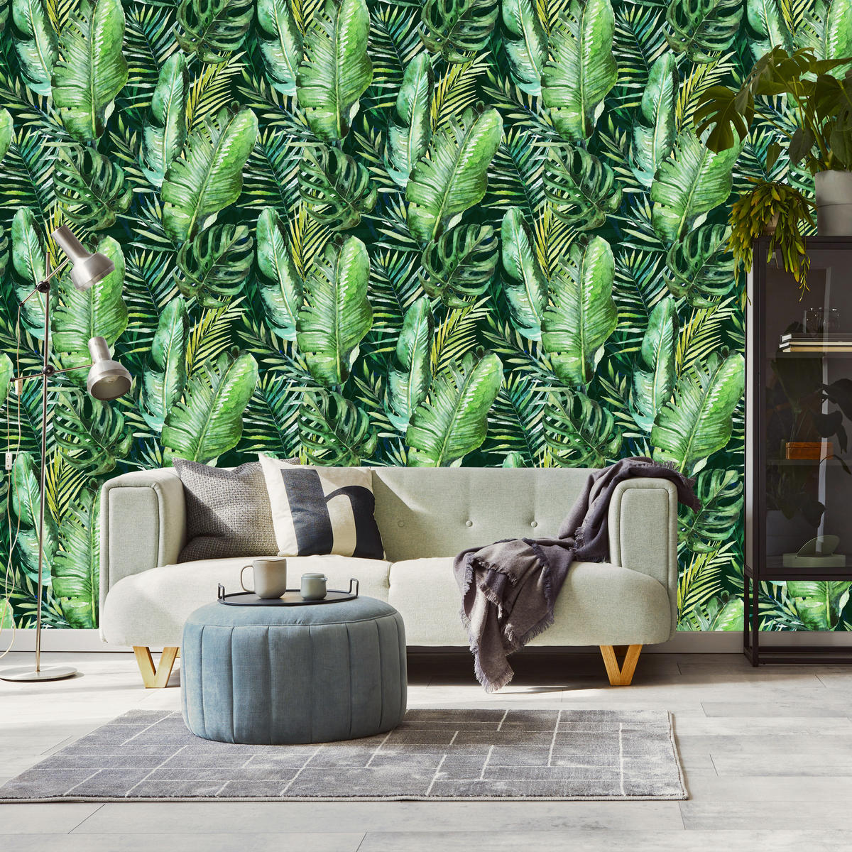 VLIESTAPETE Tropische Palmblätter – Grün – 50x1000 cm - Grün, Papier (50/1000cm) - Muralo
