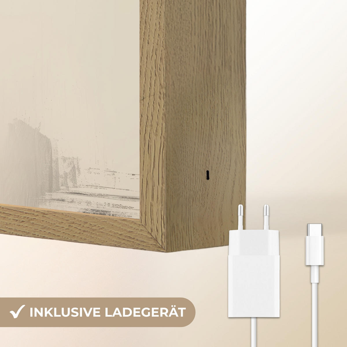 NÁSTĚNNÁ LAMPA S AKUMULÁTOREM Žena - klobouk - barva 40x30 cm - krémová, kompozitní dřevo (40/30/8cm) - OnlyWow