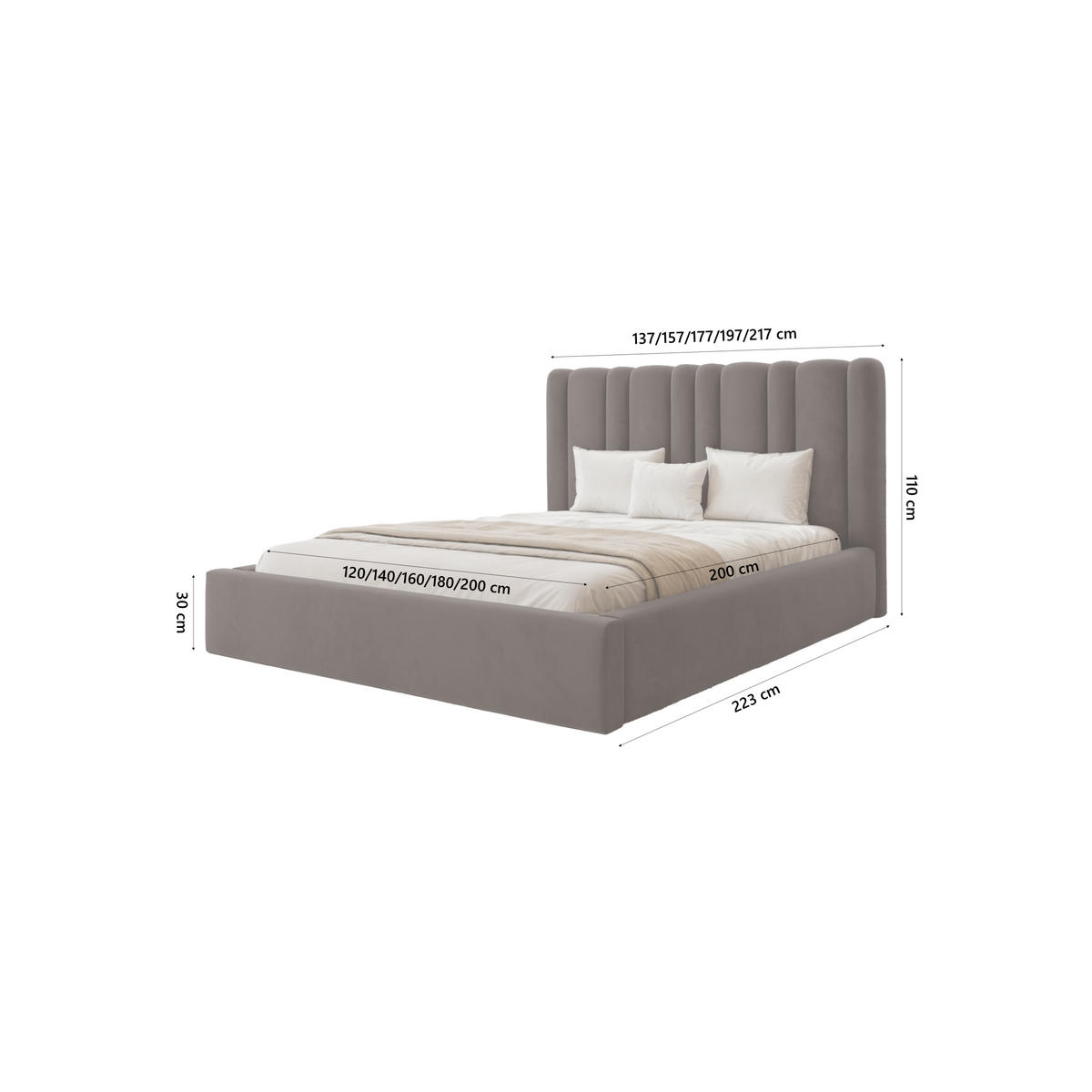 POLSTERBETT Vibo 180x200 cm, Braun - Braun, Textil (180/200cm) - Fedve