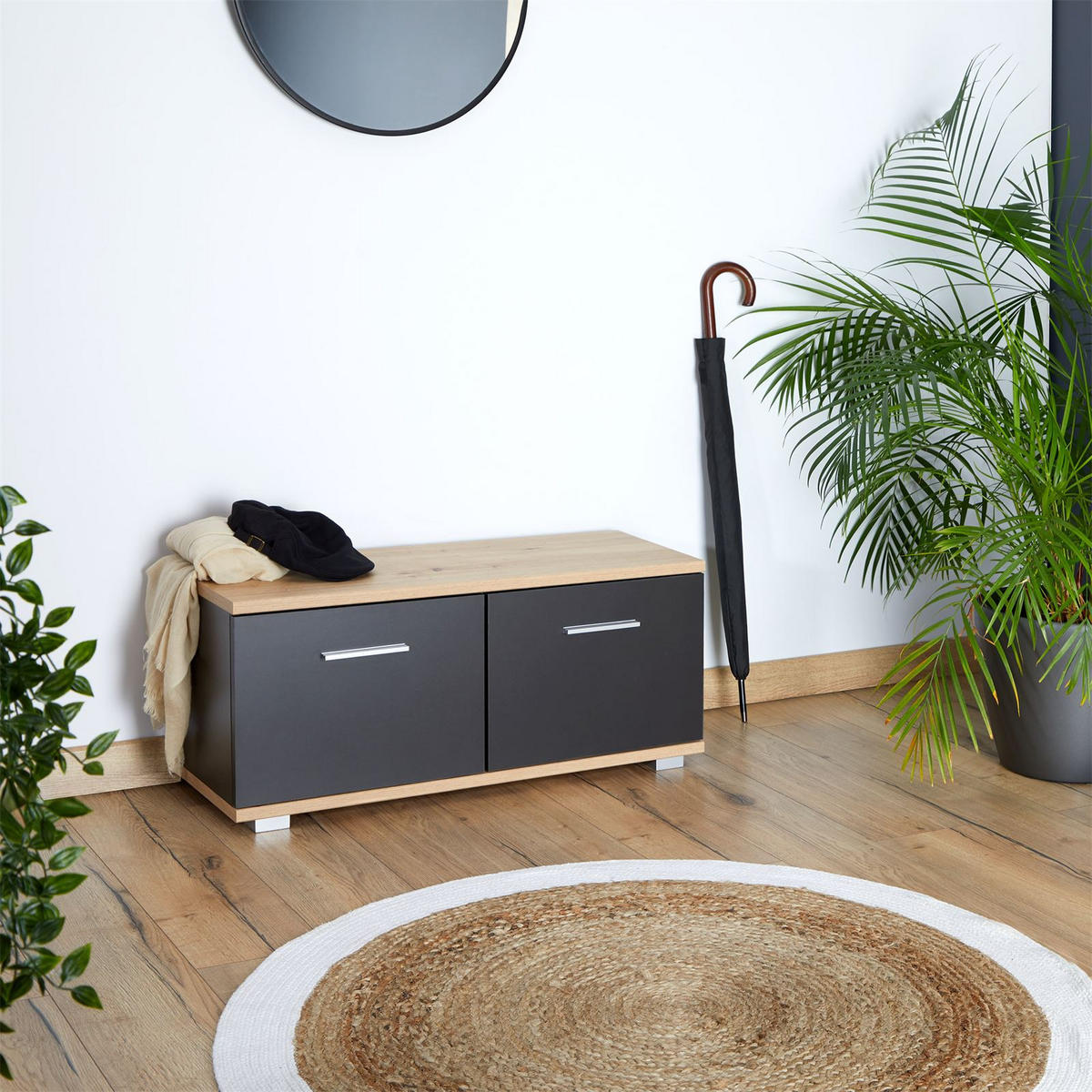 SITZBANK BILBAO - Dunkelgrau, Holzwerkstoff (90/40/34cm) - CARO-Möbel