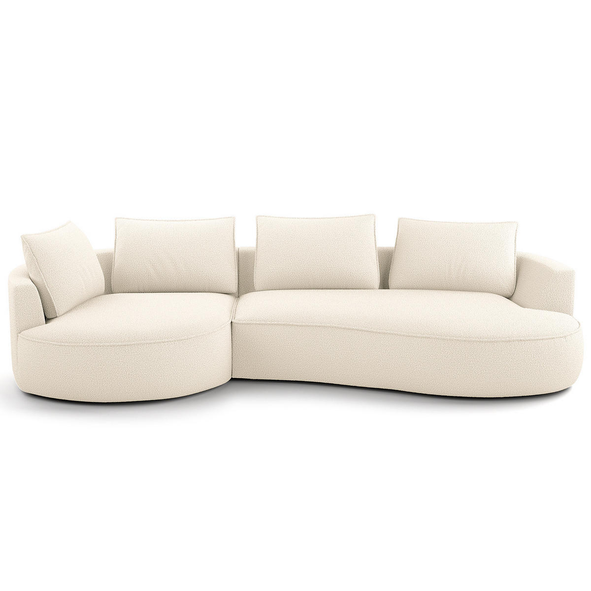 BIGSOFA - Creme/Schwarz, Kunststoff/Textil (322/82/154cm) - home24