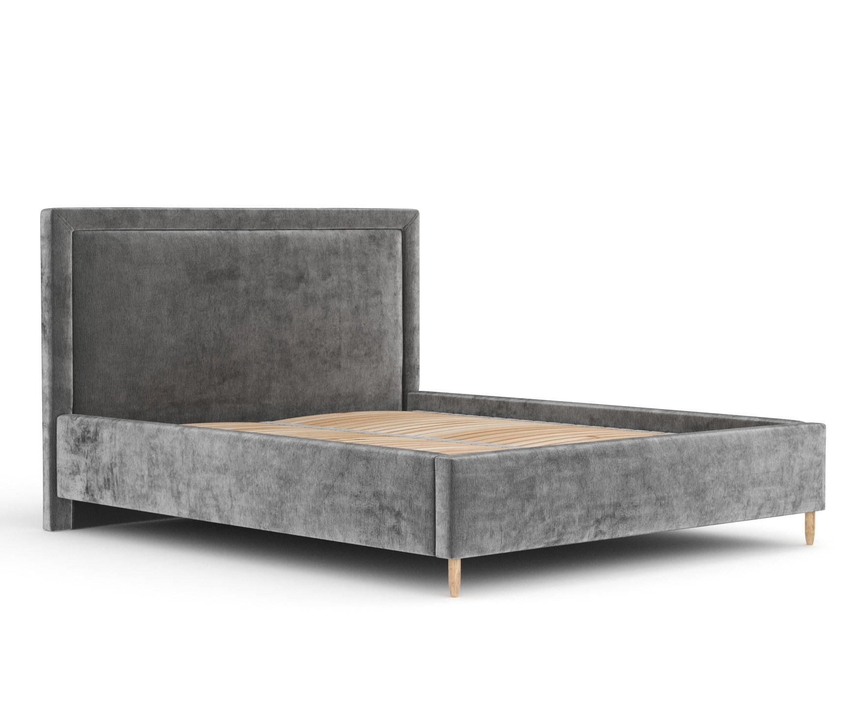 POLSTERBETT Ordina Grau 120/200 cm im Chenille-Stoff - Naturfarben/Grau, Holz/Holzwerkstoff (120/200cm) - Maison de Reve