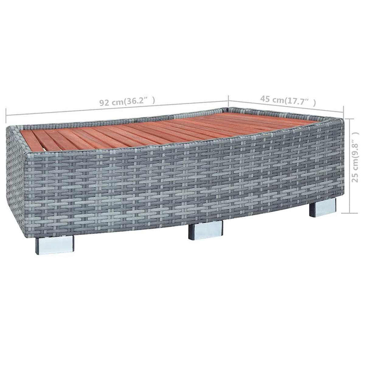 SPA-EINSTIEGSSTUFE Grau Poly Rattan 92/45/25 Cm - Grau, Kunststoff (45/25/92cm) - vidaXL