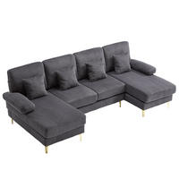 WOHNLANDSCHAFT 265/135/88 cm Grau mit LED Ambientebeleuchtung und der USB-C-Port - Grau, Textil (265/88/135cm) - Oxeza