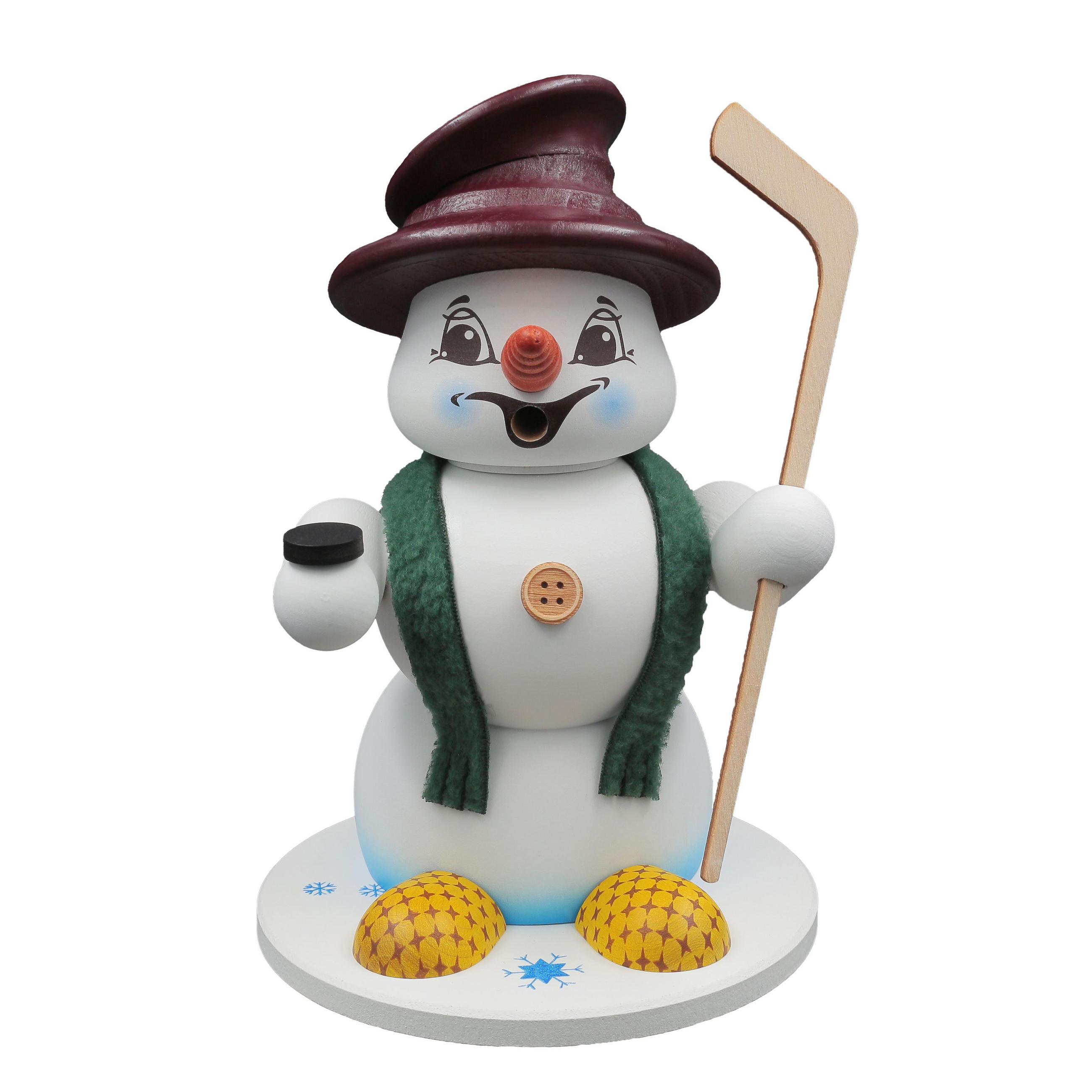 RAUCHFIGUR Schneemann Weiß Eishockeyspieler 19 cm - Multicolor, Holz (15/19/0.1cm)