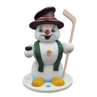 RAUCHFIGUR Schneemann Weiß Eishockeyspieler 19 cm - Multicolor, Holz (15/19/0.1cm)
