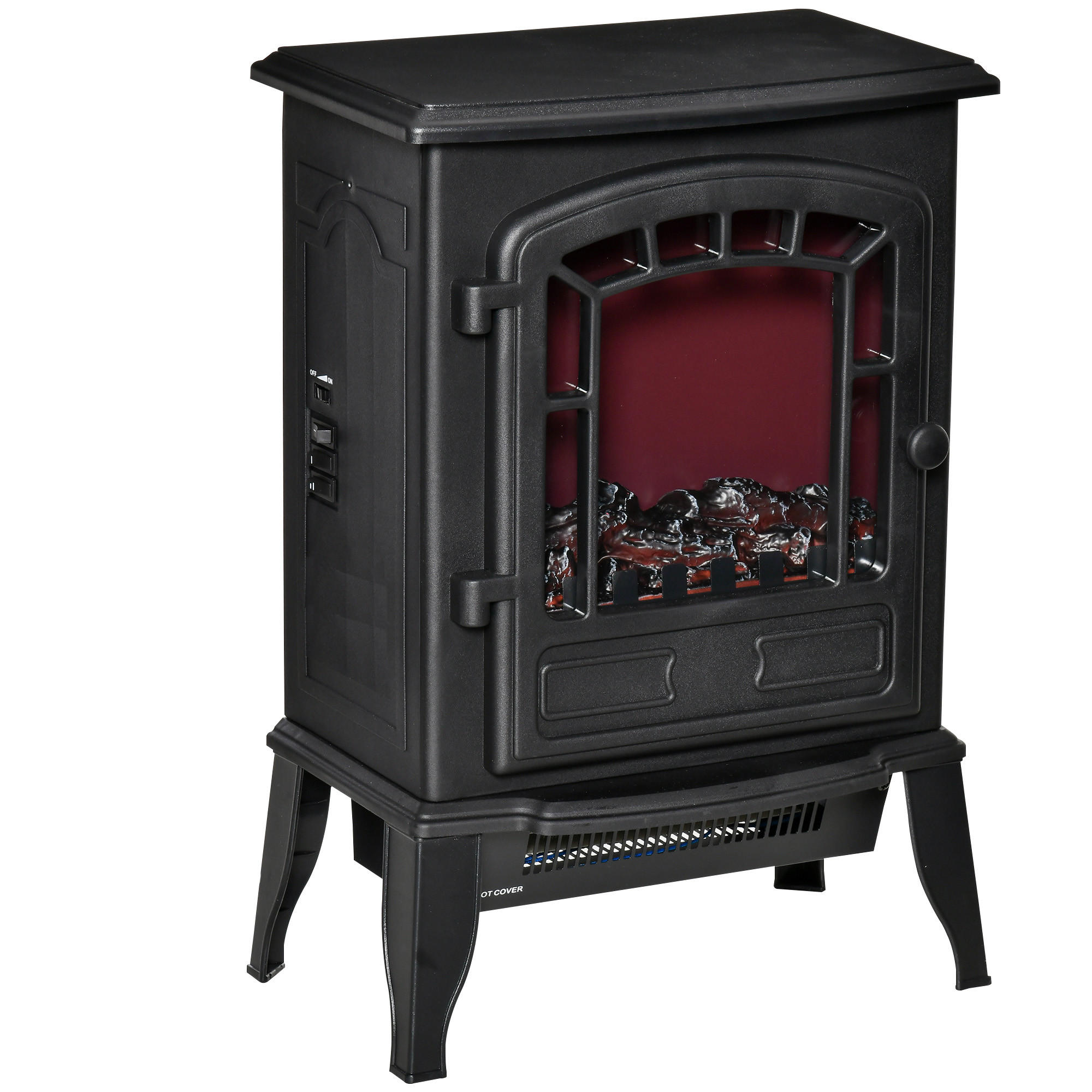 ELEKTROKAMIN Elektrischer Kamin mit Heizung, LED-Flammeneffekt, Schwarz - Schwarz, Kunststoff (24/56.5/39cm) - HOMCOM