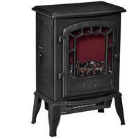 ELEKTROKAMIN Elektrischer Kamin mit Heizung, LED-Flammeneffekt, Schwarz - Schwarz, Kunststoff (24/56.5/39cm) - HOMCOM