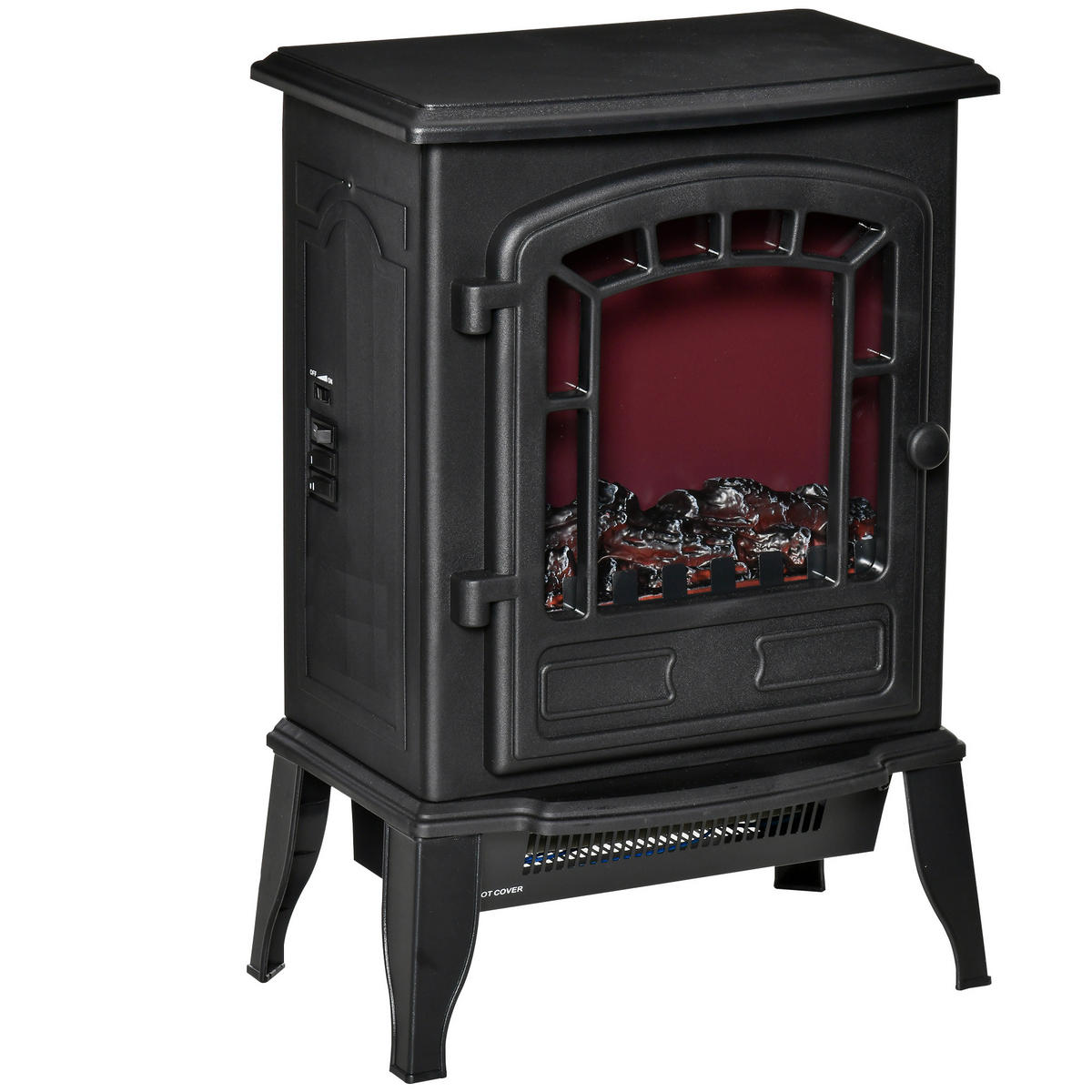 ELEKTROKAMIN Elektrischer Kamin mit Heizung, LED-Flammeneffekt, Schwarz - Schwarz, Kunststoff (24/56.5/39cm) - HOMCOM