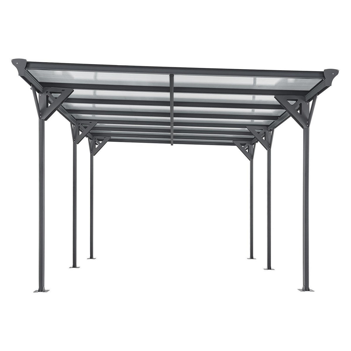CARPORT mit Flachdach 5x3 m dunkelgrau - Dunkelgrau, Metall (305/230/503cm) - Juskys