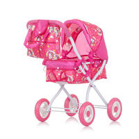 PUPPENWAGEN Emily pink Tasche, Sonnendach verstellbar, zusammenklappbar, 100% Polyester - Pink, Metall (34/58/60cm) - Chipolino