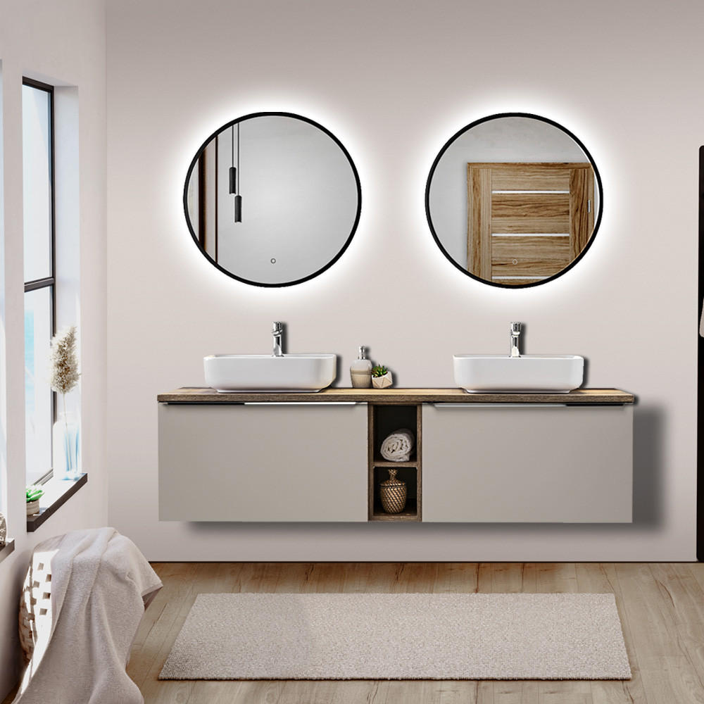 BADMÖBEL-SET 9-TLG. Puebla-56 - Beige, Holzwerkstoff (180/200/46cm) - Lomado