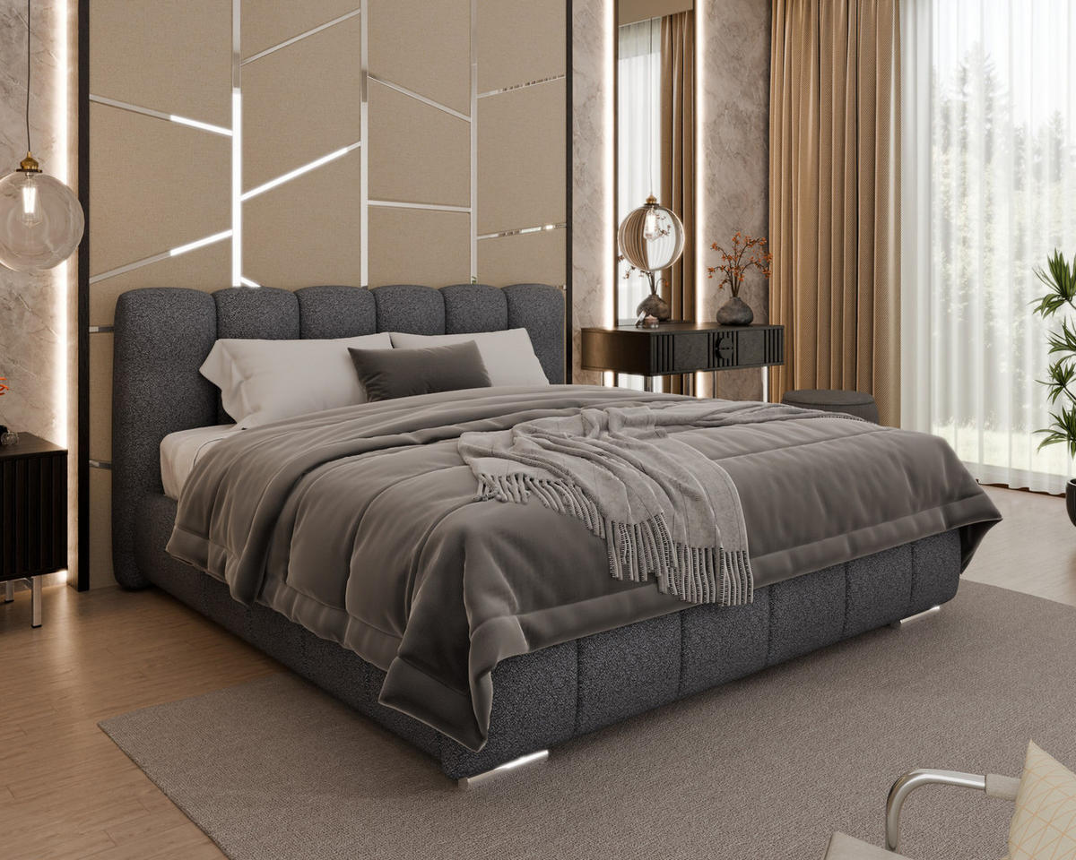 POLSTERBETT Zaira 180x200cm – Elegantes Polsterbett für modernen Wohnstil , ohne matratze, Graphitfarben - Graphitfarben, Holz (180/200cm) - Homesy
