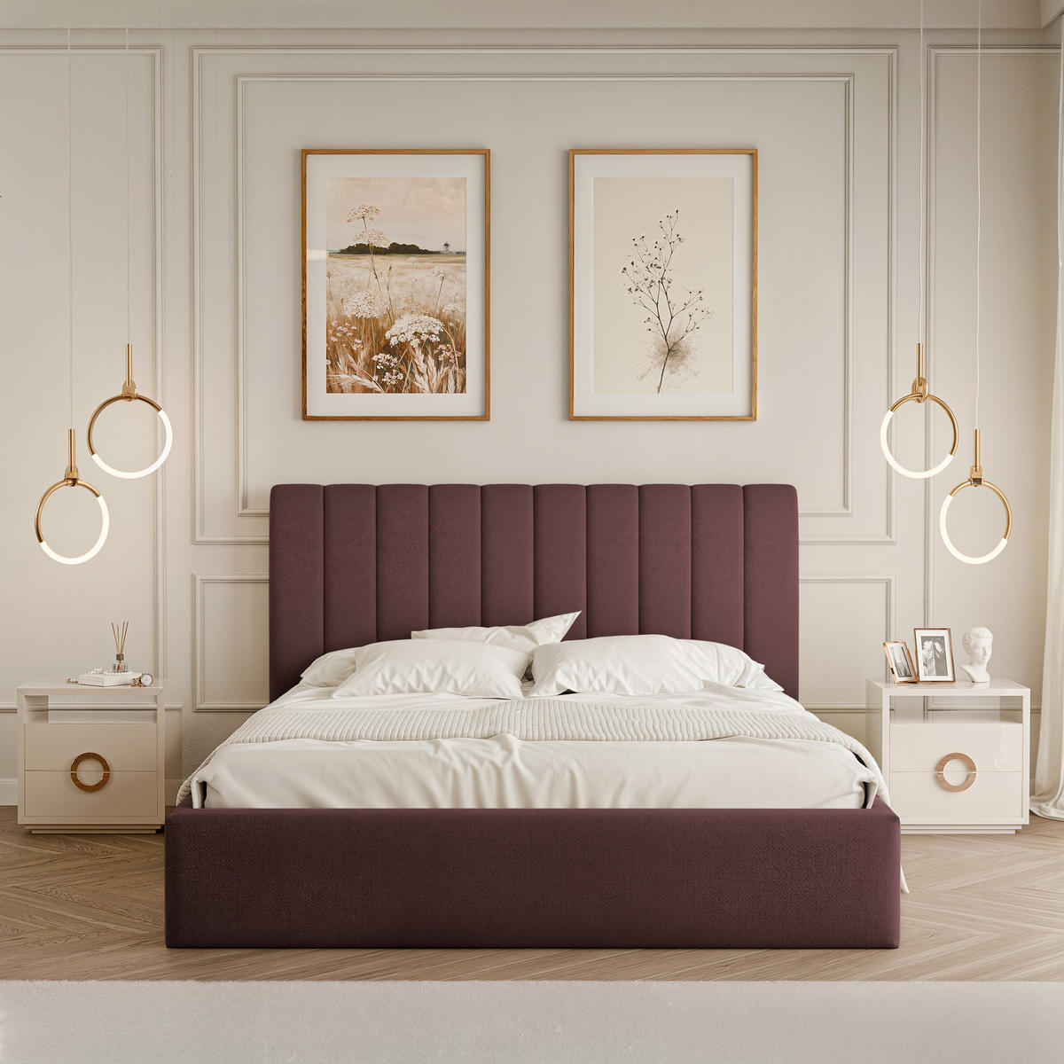 POLSTERBETT NOE 160/200 cm Bettkasten, Bordeaux - Bordeaux, Holzwerkstoff/Textil (160/200cm) - Idohome