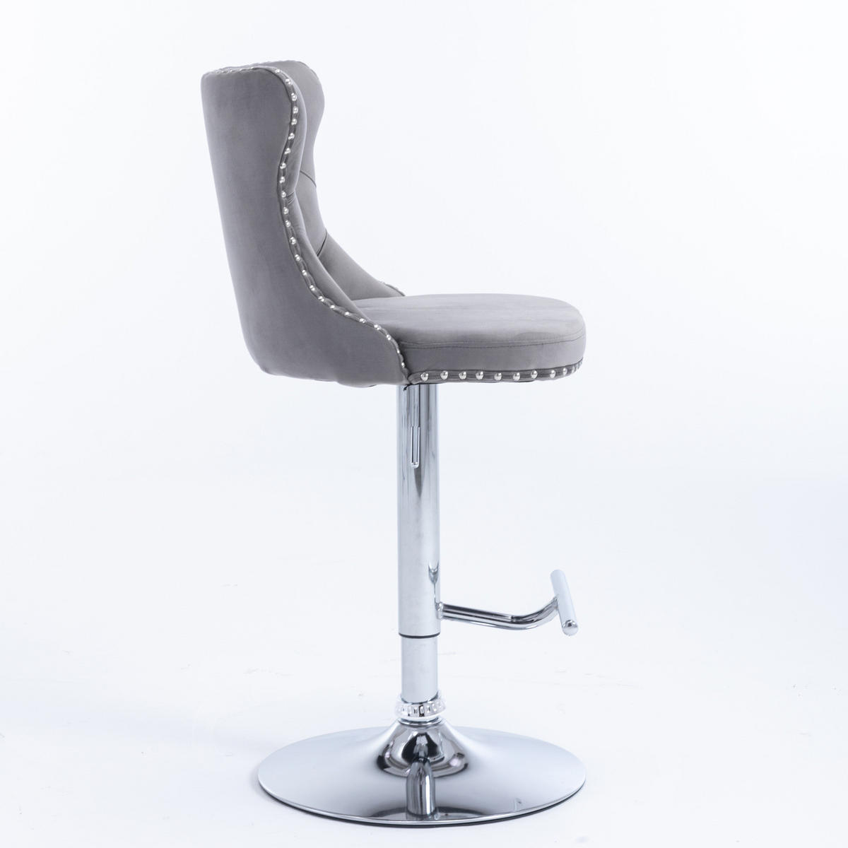 BARHOCKER 2er-Set höhenverstellbar mit Samtbezug, Grau - Grau, Textil (46/115/46cm)