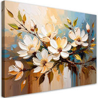 LEINWANDBILD Weiße Blumen Zweige Natur 90x60cm - Beige, Textil (90/60cm) - Feeby