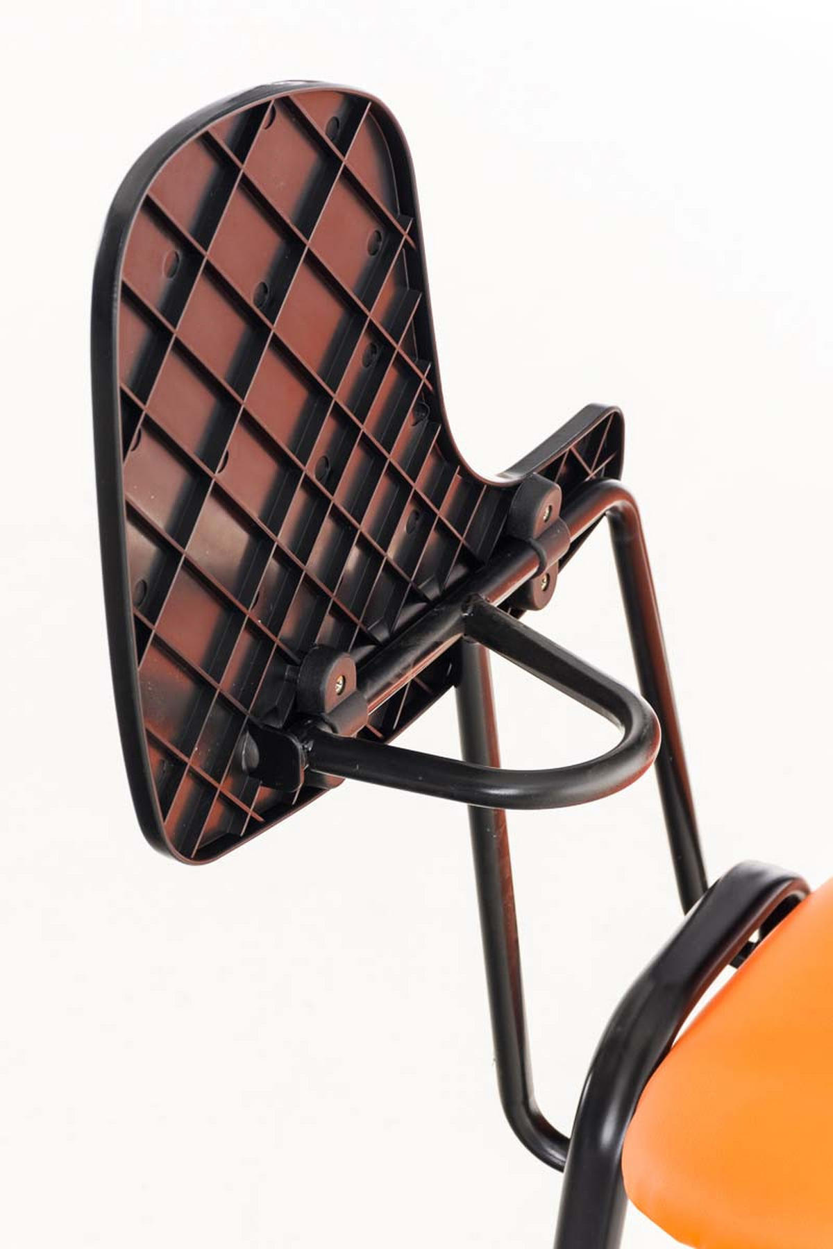 BESUCHERSTUHL Keen mit Klapptisch, Kunstleder mit Gestell Schwarz / Bezug Orange - Schwarz/Orange, Textil/Metall (53/81/53cm) - TPFLiving